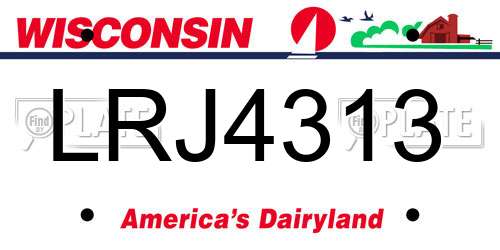 LRJ4313 Wisconsin License Plate