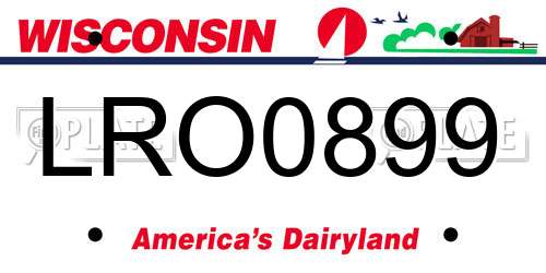 LRO0899 Wisconsin License Plate