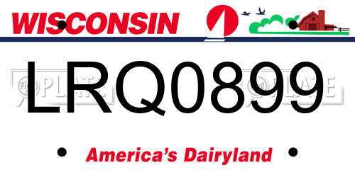 LRQ0899 Wisconsin License Plate