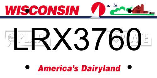 LRX3760 Wisconsin License Plate