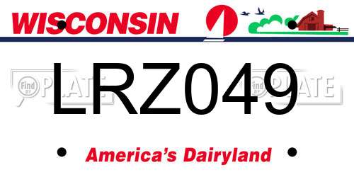 LRZ049 Wisconsin License Plate