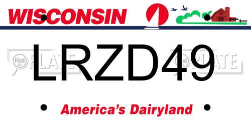 LRZD49 Wisconsin License Plate