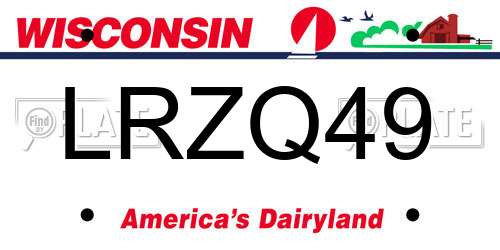 LRZQ49 Wisconsin License Plate