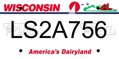 LS2A756 Wisconsin License Plate