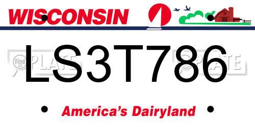 LS3T786 Wisconsin License Plate