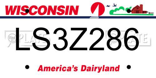 LS3Z286 Wisconsin License Plate