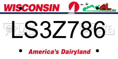 LS3Z786 Wisconsin License Plate