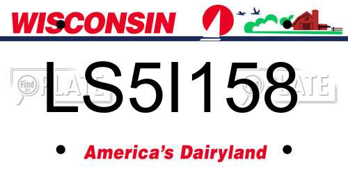 LS5I158 Wisconsin License Plate