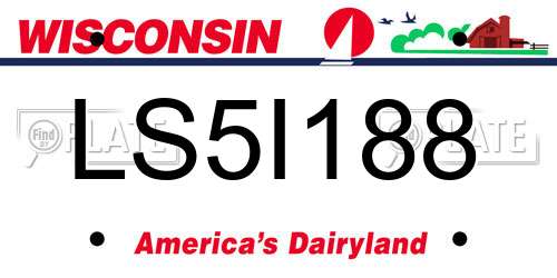 LS5I188 Wisconsin License Plate