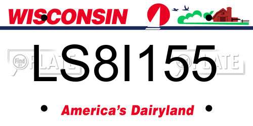 LS8I155 Wisconsin License Plate