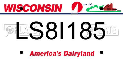 LS8I185 Wisconsin License Plate