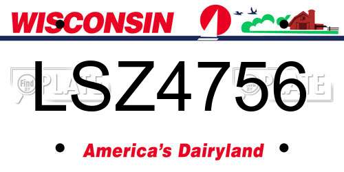 LSZ4756 Wisconsin License Plate