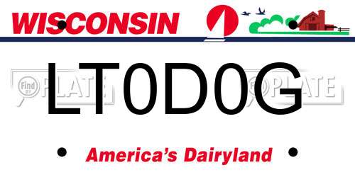 LT0D0G Wisconsin License Plate