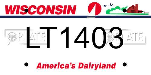 LT1403 Wisconsin License Plate