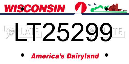 LT25299 Wisconsin License Plate