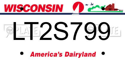 LT2S799 Wisconsin License Plate