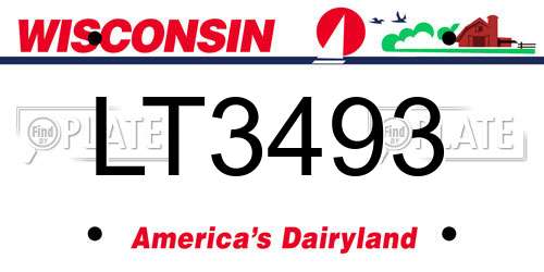 LT3493 Wisconsin License Plate