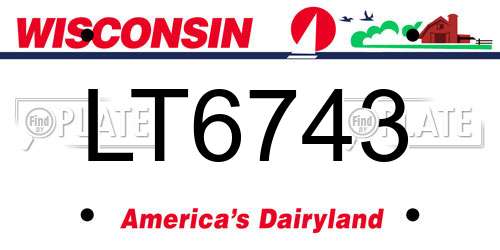 LT6743 Wisconsin License Plate