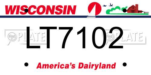 LT7102 Wisconsin License Plate
