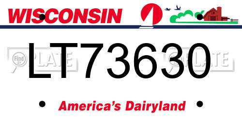LT73630 Wisconsin License Plate