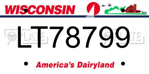 LT78799 Wisconsin License Plate
