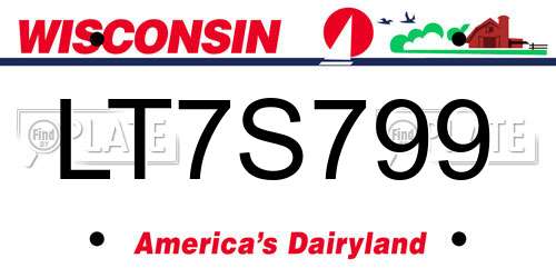 LT7S799 Wisconsin License Plate