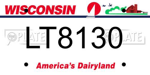 LT8130 Wisconsin License Plate