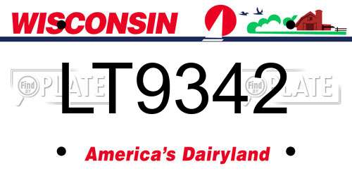 LT9342 Wisconsin License Plate
