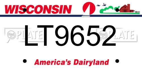 LT9652 Wisconsin License Plate