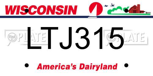 LTJ315 Wisconsin License Plate
