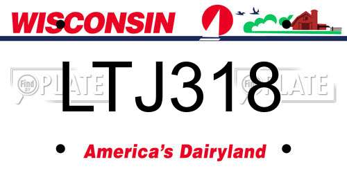 LTJ318 Wisconsin License Plate