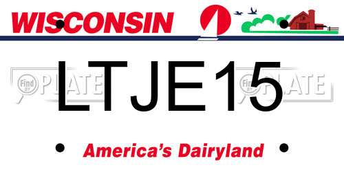 LTJE15 Wisconsin License Plate