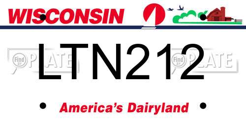 LTN212 Wisconsin License Plate