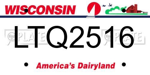 LTQ2516 Wisconsin License Plate