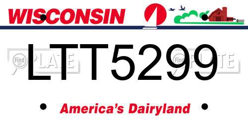LTT5299 Wisconsin License Plate