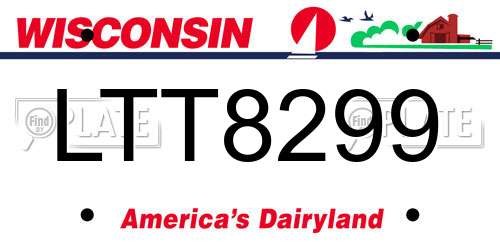 LTT8299 Wisconsin License Plate