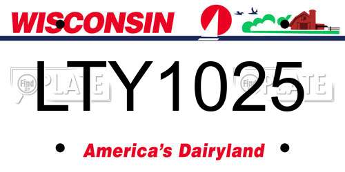 LTY1025 Wisconsin License Plate
