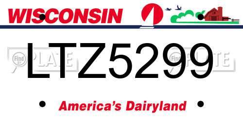 LTZ5299 Wisconsin License Plate