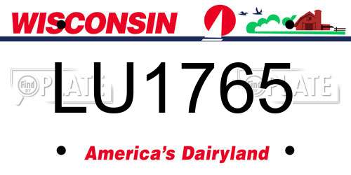 LU1765 Wisconsin License Plate