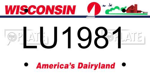 LU1981 Wisconsin License Plate
