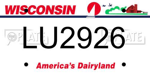 LU2926 Wisconsin License Plate