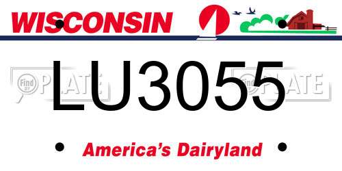 LU3055 Wisconsin License Plate