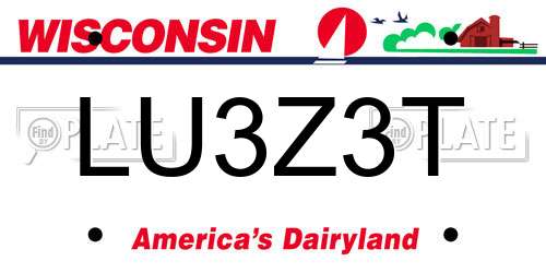 LU3Z3T Wisconsin License Plate