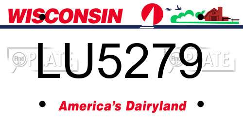 LU5279 Wisconsin License Plate