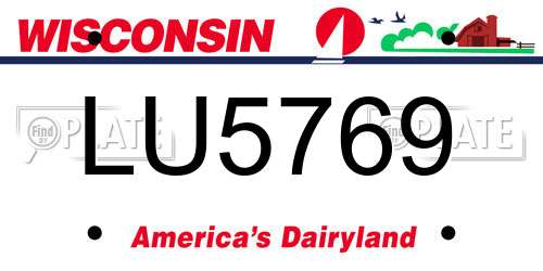 LU5769 Wisconsin License Plate