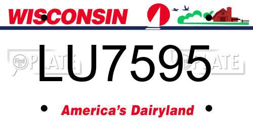 LU7595 Wisconsin License Plate