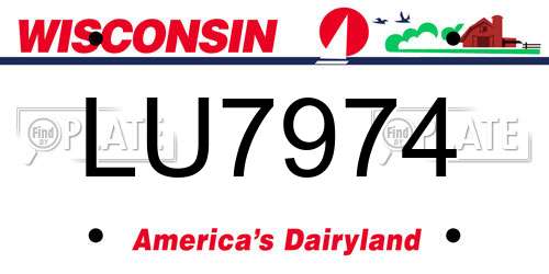LU7974 Wisconsin License Plate