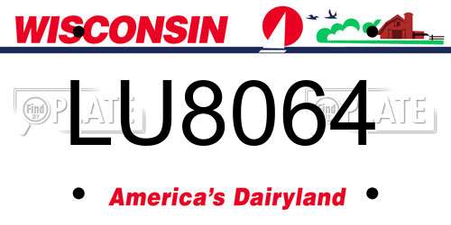 LU8064 Wisconsin License Plate