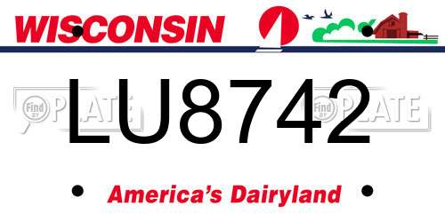 LU8742 Wisconsin License Plate