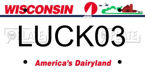 LUCK03 Wisconsin License Plate